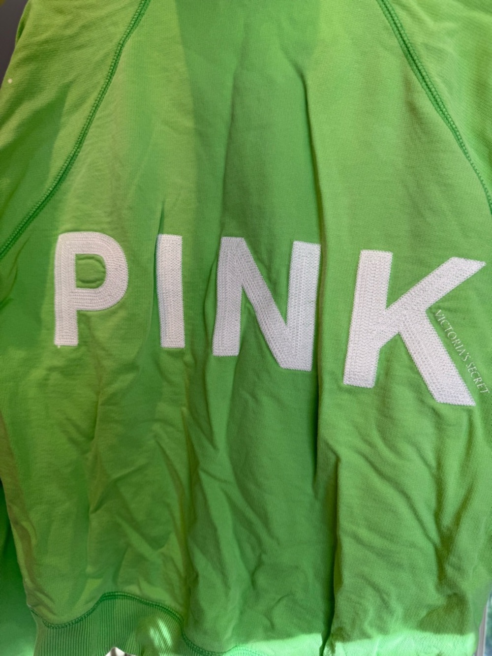 RARE VINTAGE Y2K Jan 06 PINK Victoria's Secret Green Graphic Crew - Pink Label